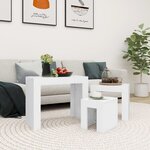 vidaXL Tables basses gigognes 3 Pièces Blanc Aggloméré