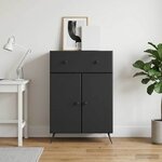 vidaXL Buffet avec tiroir Noir 66 x 34 5 x 90 cm Bois d'ingénierie