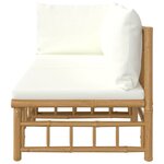 vidaXL Salon de jardin 2 Pièces avec coussins blanc crème bambou
