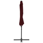 vidaXL Parasol de jardin en porte-à-faux mât en acier rouge bordeaux