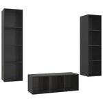 vidaXL Ensemble de meubles TV 3 Pièces Noir brillant Bois d'ingénierie