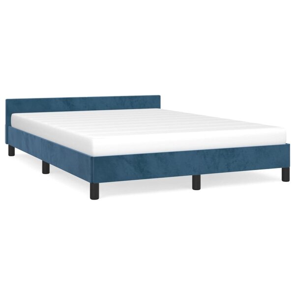 vidaXL Cadre de lit avec tête de lit Bleu foncé 140x200 cm Velours