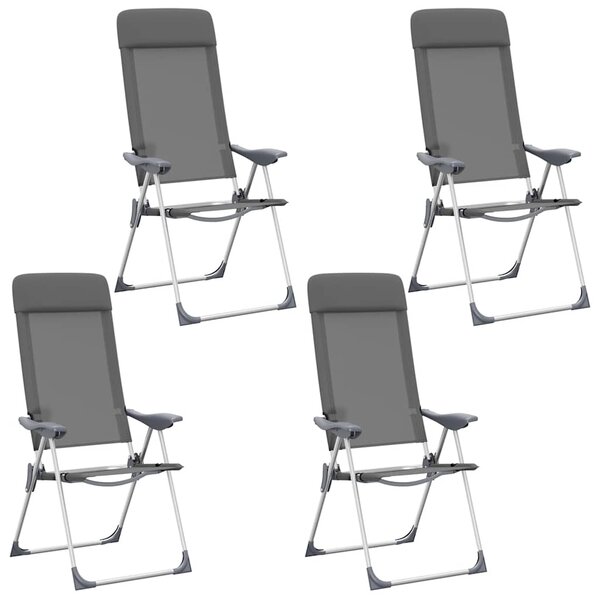 vidaXL Chaises de camping pliables lot de 4 Gris Aluminium