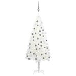 vidaXL Arbre de Noël artificiel pré-éclairé et boules blanc 120 cm