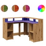 vidaXL Bureau avec lumières LED chêne artisanal bois d'ingénierie