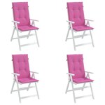 vidaXL Coussins de chaise à dossier haut lot de 4 rose tissu