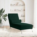 vidaXL Chaise longue de massage avec traversin vert foncé velours