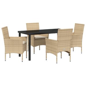 vidaXL Set de jardin 5 pièces en rotin beige