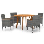 vidaXL Ensemble de salle à manger de jardin 5 Pièces Gris
