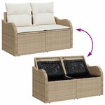vidaXL Ensemble de canapé de jardin 10 Pièces Beige et blanc Poly rotin