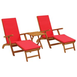 vidaXL Chaise longue inclinable et pliable 3 Pièces Rouge