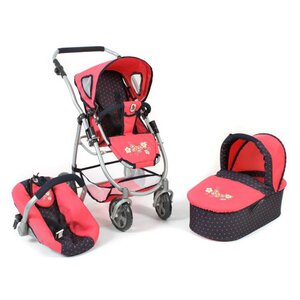 Bayer Chic 2000 637-11 - La poussette pour poupées combinée 3 en 1 EMOTION ALL IN - Corail à pois