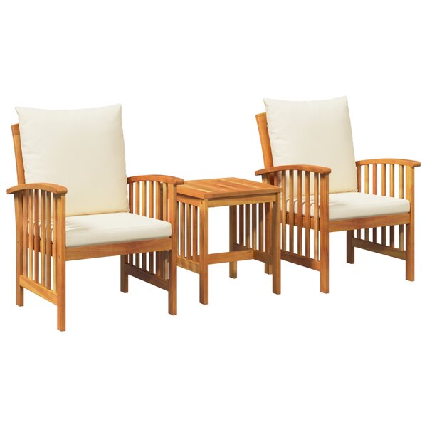 vidaXL Ensemble de jardin 3 pièces avec coussins en bois d'acacia massif