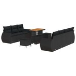 vidaXL Ensemble de canapé de jardin avec coussin 10 Pièces Noir polyrotin