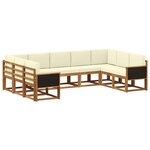 vidaXL Ensemble de canapés d'extérieur 9 pc Naturel et Crème