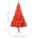 vidaXL Sapin de Noël artificiel pré-éclairé et support rouge 240cm PVC