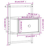 vidaXL Table de chevet murale chêne fumé 35x30x51 cm cm