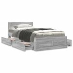 vidaXL Cadre de lit avec tête de lit sans matelas gris béton 90x190 cm