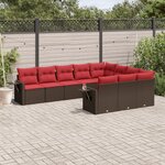 vidaXL Salon de jardin 10 Pièces avec coussins marron résine tressée