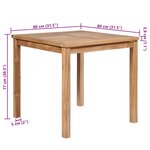 vidaXL Table de jardin 80x80x77 cm Bois de teck solide