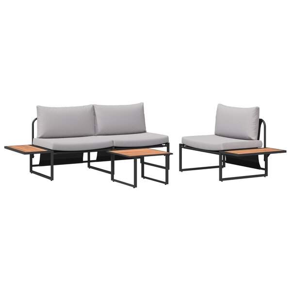 Ensemble de canapé de jardin 3 pièces vidaXL avec coussins gris clair
