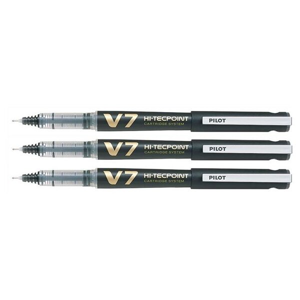 Roller Rechargeable Hi-TechPoint V7 Begreen Pointe Moyenne Encre liquide Noir x 3 PILOT