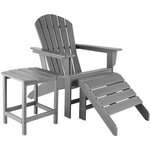Tectake chaise de jardin avec repose-pieds et table - gris clair