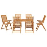 vidaXL Ensemble de salle à manger pour jardin Pliant 7 Pièces Marron