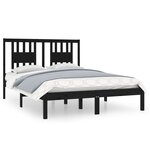 vidaXL Cadre de lit Noir Bois de pin massif 140x190 cm