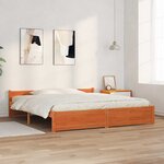 vidaXL Cadre de lit Marron cire 200 x 200 cm Bois massif en pin