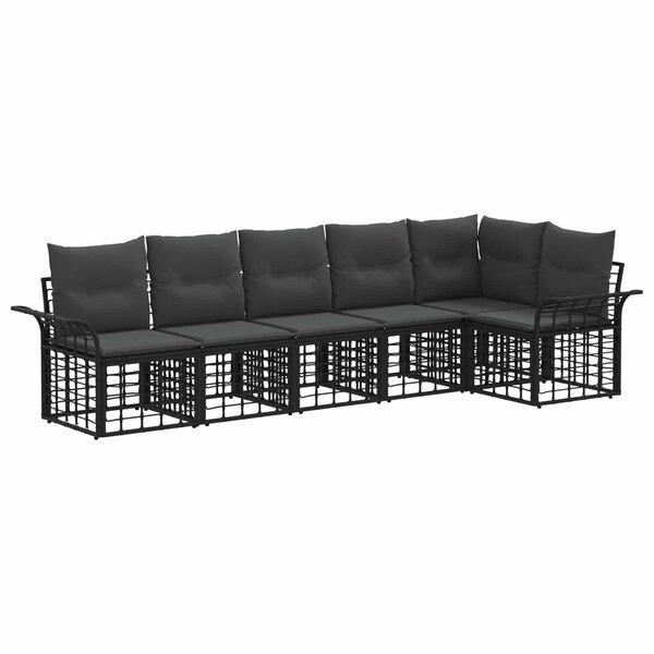 vidaXL Ensemble de canapés d'extérieur 6 Pièces Noir et Gris foncé