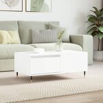 vidaXL Table basse Blanc 90x50x36 5 cm Bois d'ingénierie