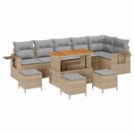 vidaXL Ensemble de canapé de jardin 10 Pièces Beige polyrotin