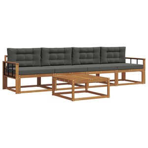 vidaXL Ensemble de canapés d'extérieur 5 Pièces Naturel et Anthracite