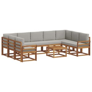 vidaXL Ensemble de canapés d'extérieur 10 pc Gris Naturel et Clair