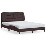vidaXL Cadre de lit avec LED sans matelas Hvar marron foncé 140x200cm tissu