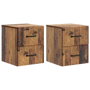 vidaXL Cabinet de chevet mural 2 Pièces Bois ancien 34 5 x 33 x 40 cm
