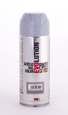 Peinture spray Acrylic Brillant 400ml Gris Argent RAL 7001 - Pinty Plus