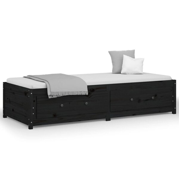 vidaXL Lit de jour Noir 75x190 cm Petit simple Bois de pin massif