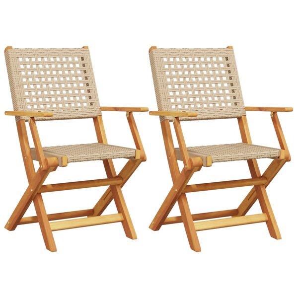 vidaXL Chaises de jardin lot de 2 beige bois massif d'acacia et rotin