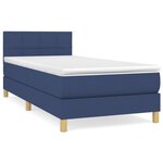 vidaXL Sommier à lattes de lit avec matelas Bleu 90x190 cm Tissu