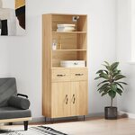 vidaXL Buffet haut Chêne sonoma 69 5x34x180 cm Bois d'ingénierie