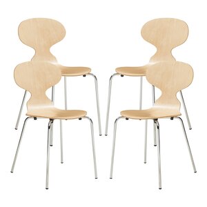 Lot de 4 chaises de salle à manger 80 x 47 x 48 cm moderne design robuste naturel / chrome 03_0009836