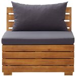 vidaXL Canapé central sectionnel 1 pc et coussins Bois d'acacia massif