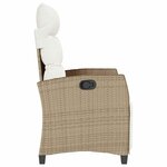 vidaXL Chaise de jardin inclinable et table d'appoint beige polyrotin