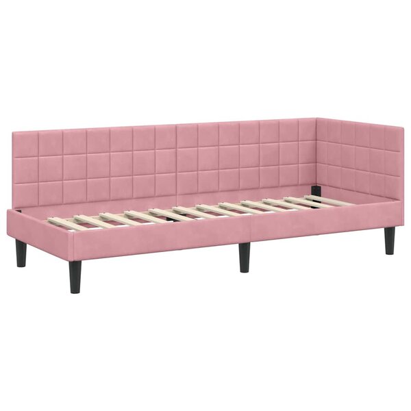 vidaXL Cadre de lit d'angle avec tête de lit Rose 80 x 200 cm Velours