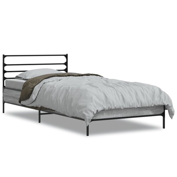vidaXL Cadre de lit sans matelas sonoma gris 75x190 cm