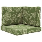 vidaXL Coussin de canapé d'extérieur 3 Pièces Modèle feuille Polyester