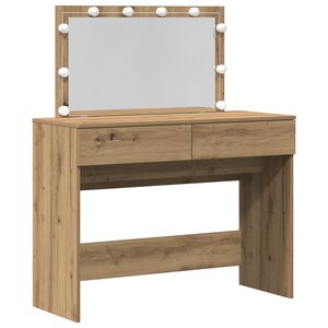 vidaXL Table de maquillage avec LED Chêne artisanal 100x40x120 cm