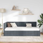vidaXL Cadre de lit d'angle Gris foncé 90 cm x 200 cm Velours